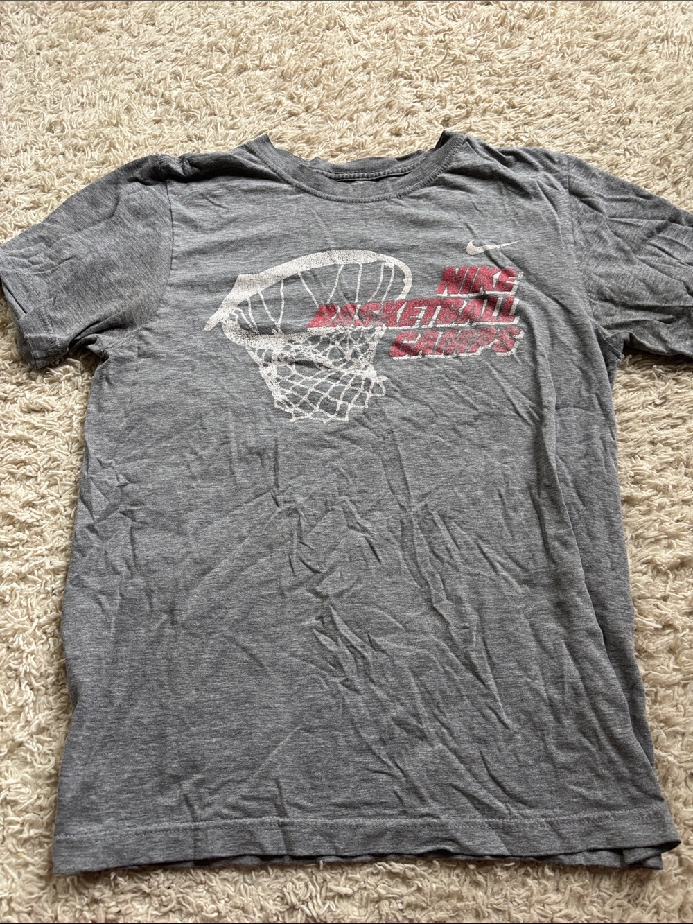 Nike Gray Tee with White Hoop and Red Accents
